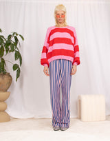 Wool blend knitted striped sweater