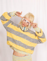 Wool blend knitted striped sweater