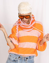 Wool blend knitted striped sweater