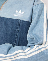 Vintage customized upcycled Adidas denim patches track jacket