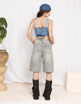 Long jeans shorts