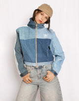 Vintage customized upcycled Adidas denim patches track jacket