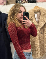 Lace cropped longsleeve top