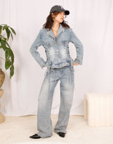 Lace up corset denim jacket