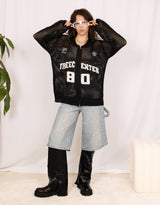 Y2K mesh varsity zip up vest