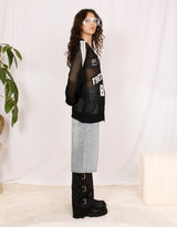 Y2K mesh varsity zip up vest