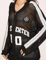 Y2K mesh varsity zip up vest