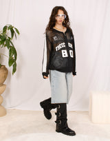 Y2K mesh varsity zip up vest