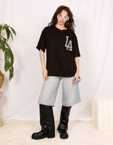 Oversized LA leopard graphic T-shirt