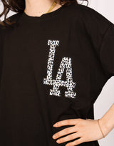 Oversized LA leopard graphic T-shirt