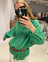 Metallic stripe cotton shirt