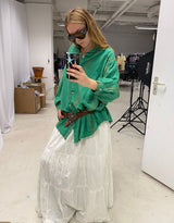 Metallic stripe cotton shirt