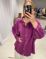 Metallic stripe cotton shirt