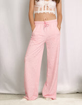 Wide leg rhinestone sweatpants