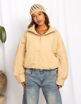 Cropped oversized bomber jacket