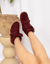 Vegan suede hidden heel wedge sneakers