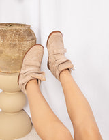 Vegan suede hidden heel wedge sneakers