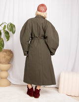 Oversized balloon sleeve trenchcoat
