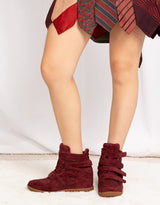 Vegan suede hidden heel wedge sneakers