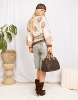 Handmade om print short kimono