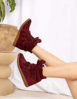 Vegan suede hidden heel wedge sneakers