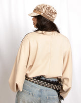 Velvet chain baker boy cap