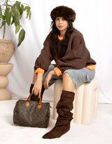 Contrasting hem round neck sweater