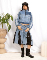 Vintage customized upcycled Adidas denim pockets track jacket