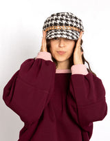 Houndstooth chain baker boy cap