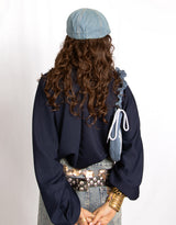 Denim flat cap