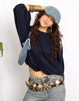 Denim flat cap
