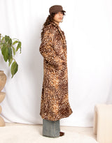 Long bambi print faux fur coat