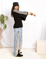 Oversized striped alpaca blend sweater