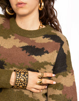 Camouflage wool mix knit sweater