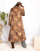 Long bambi print faux fur coat