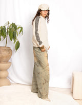 Striped zip wool mix track cardigan