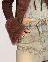 Washed camo wide leg jeans