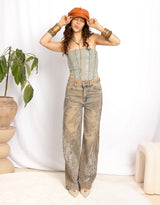 Rhinestone wide leg jeans