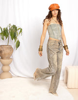 Rhinestone wide leg jeans