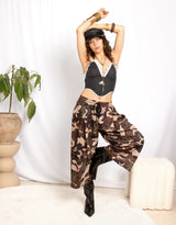 Camouflage cropped wide leg trousers