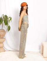 Rhinestone wide leg jeans