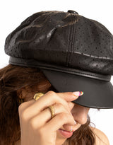 Vegan leather small stars cap