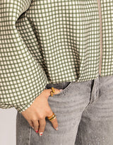 Oversized checked balloon bomber jacket