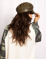 Vegan leather baker boy cap II