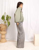 Oversized checked balloon bomber jacket