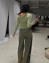 Contrasting side detail baggy jeans