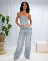 Sparkly denim tube top