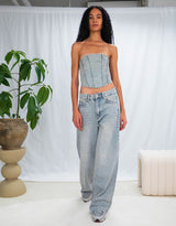 Sparkly denim tube top