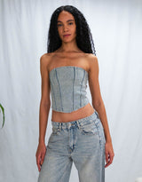 Sparkly denim tube top