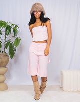 Denim sparkly tube top